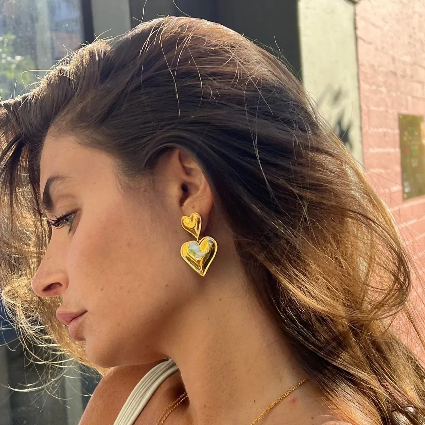 Adeline | Boucles d'oreilles en forme de cœur plaquées