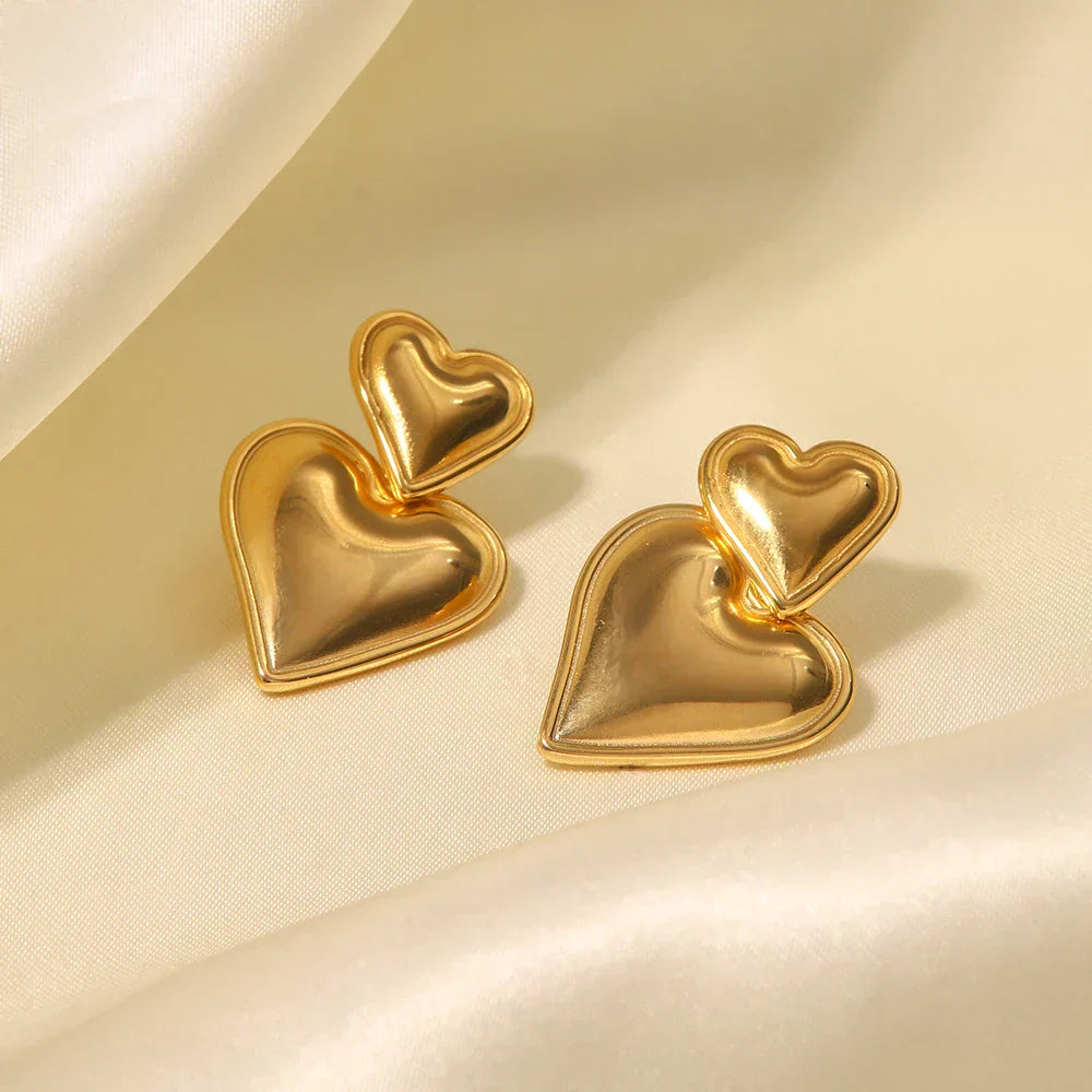 Adeline | Boucles d'oreilles en forme de cœur plaquées