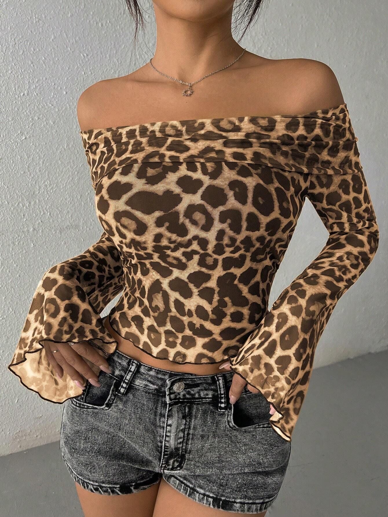 Clémence | Haut Off-Shoulder Léopard Luxe