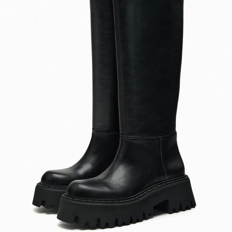 Sylvie | Bottes Chunky Noires Hautes Indémodables