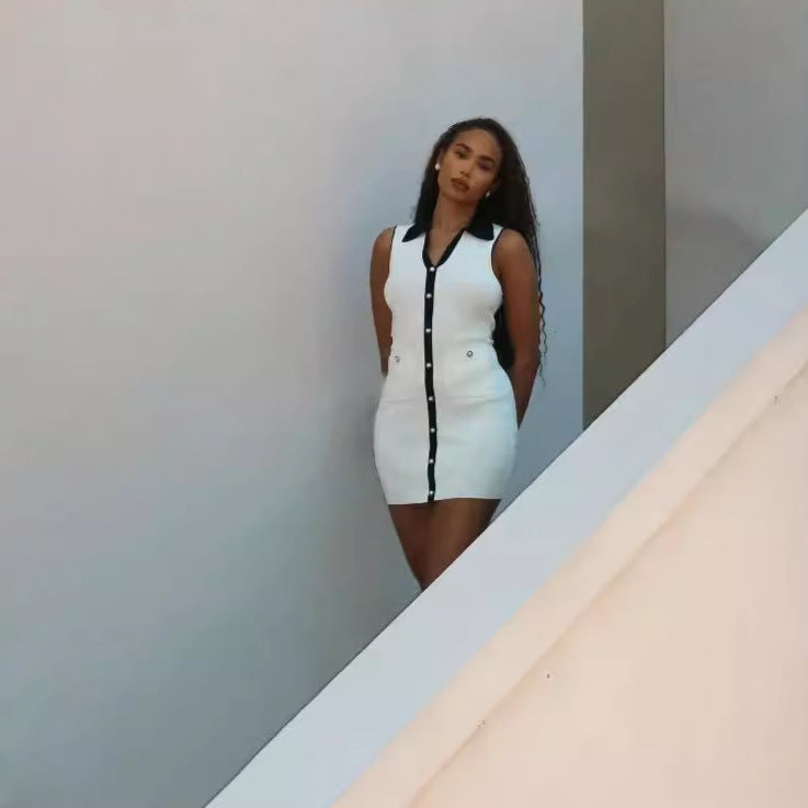 Élisabeth | Robe en Tricot avec Bord Contrasté Élégant