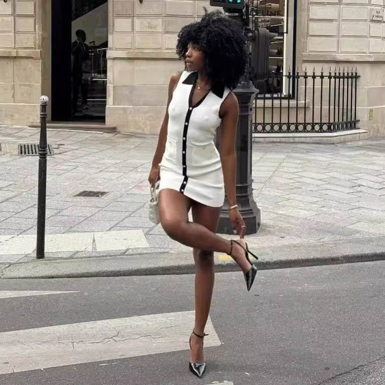 Élisabeth | Robe en Tricot avec Bord Contrasté Élégant