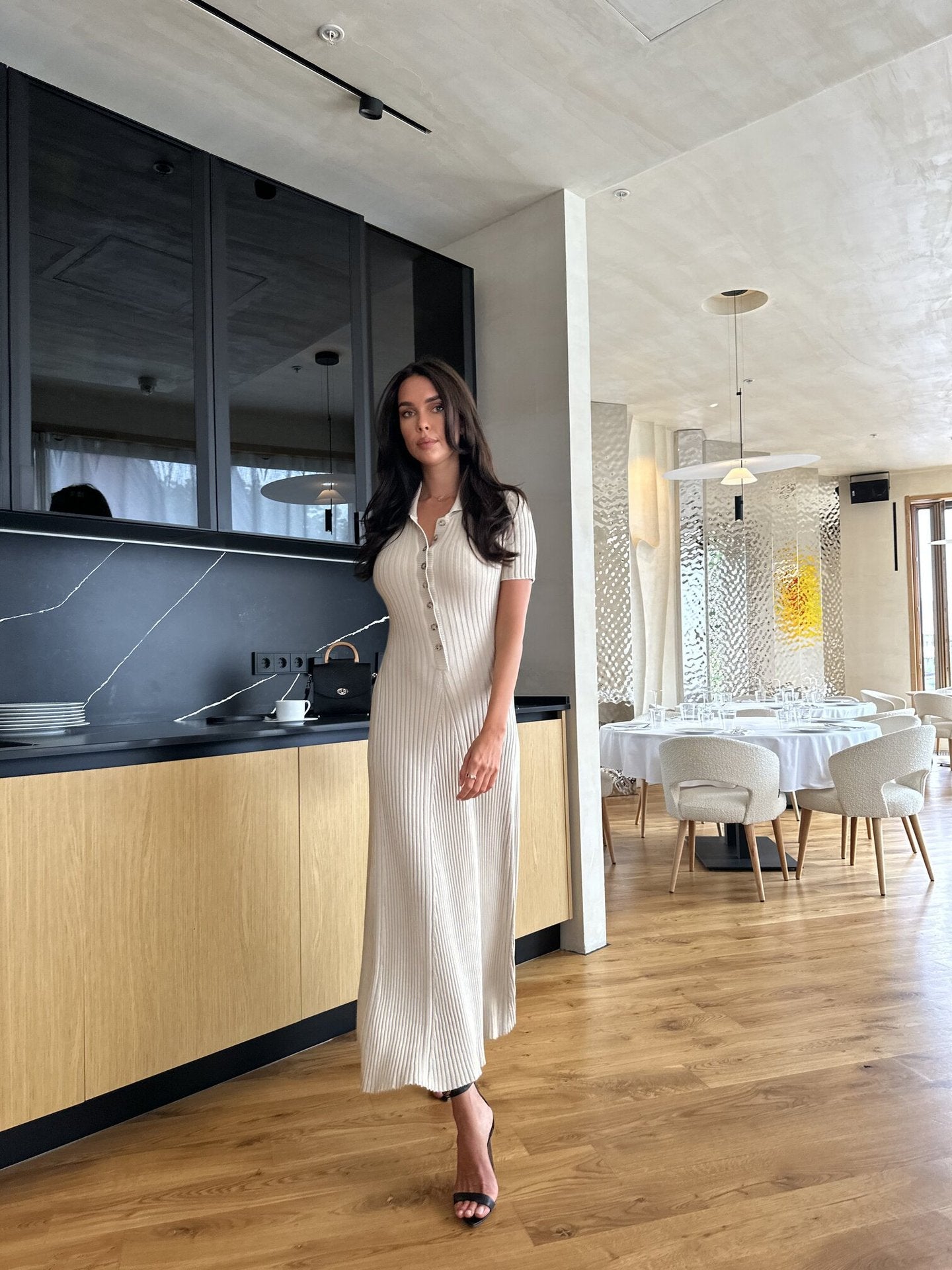 Élise | Robe Maxi Polo Côtelée