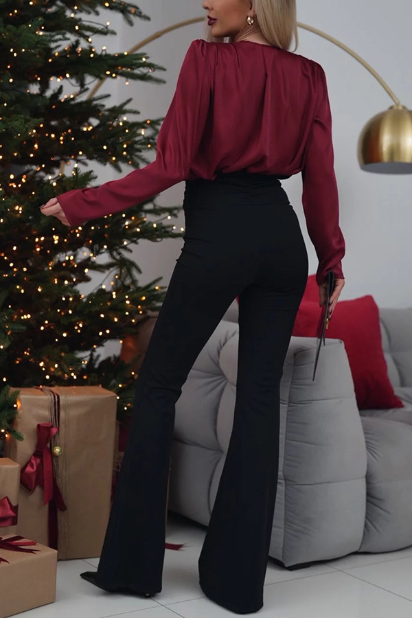 Clara | Élégante Blouse en Satin avec Détail Floral