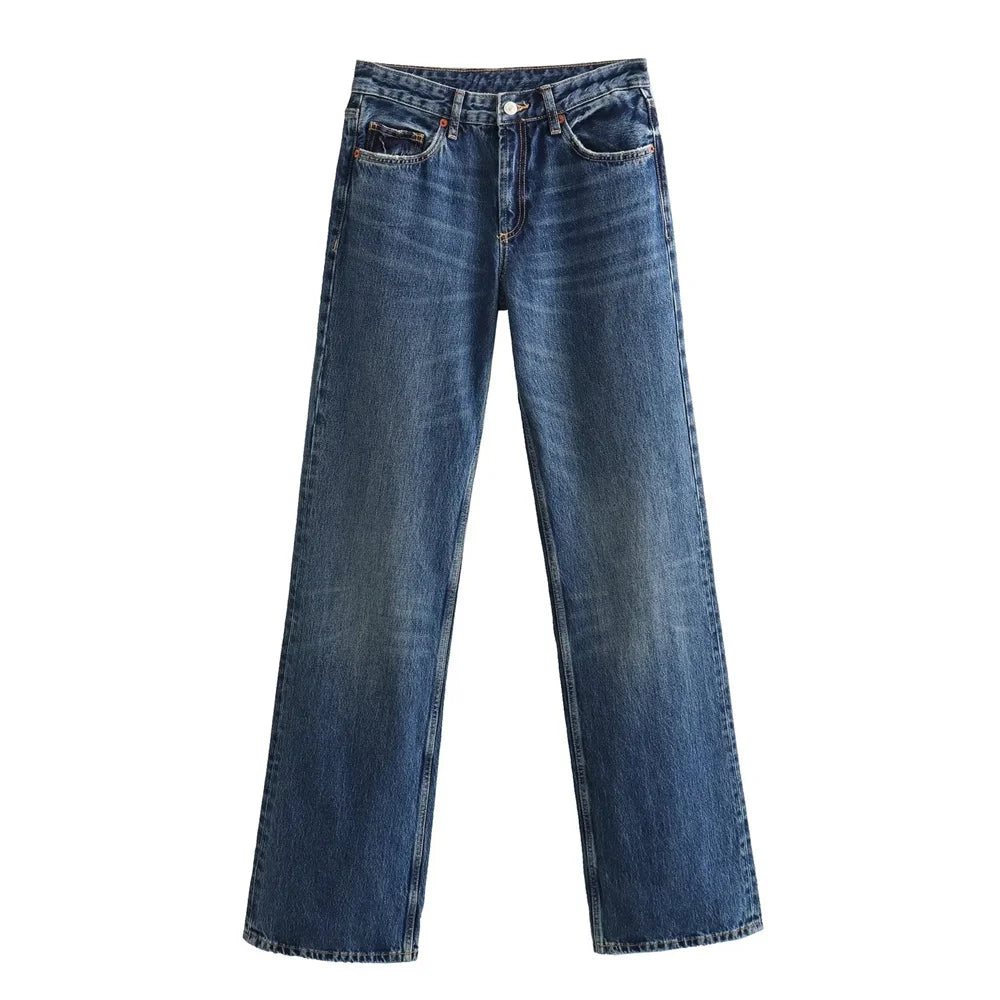 Gwenaëlle | Jean droit taille haute gris vintage