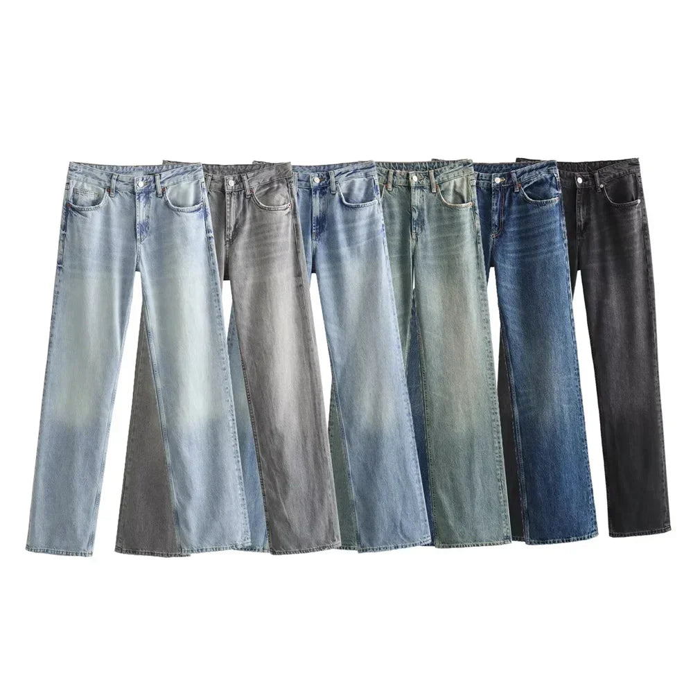 Gwenaëlle | Jean droit taille haute gris vintage