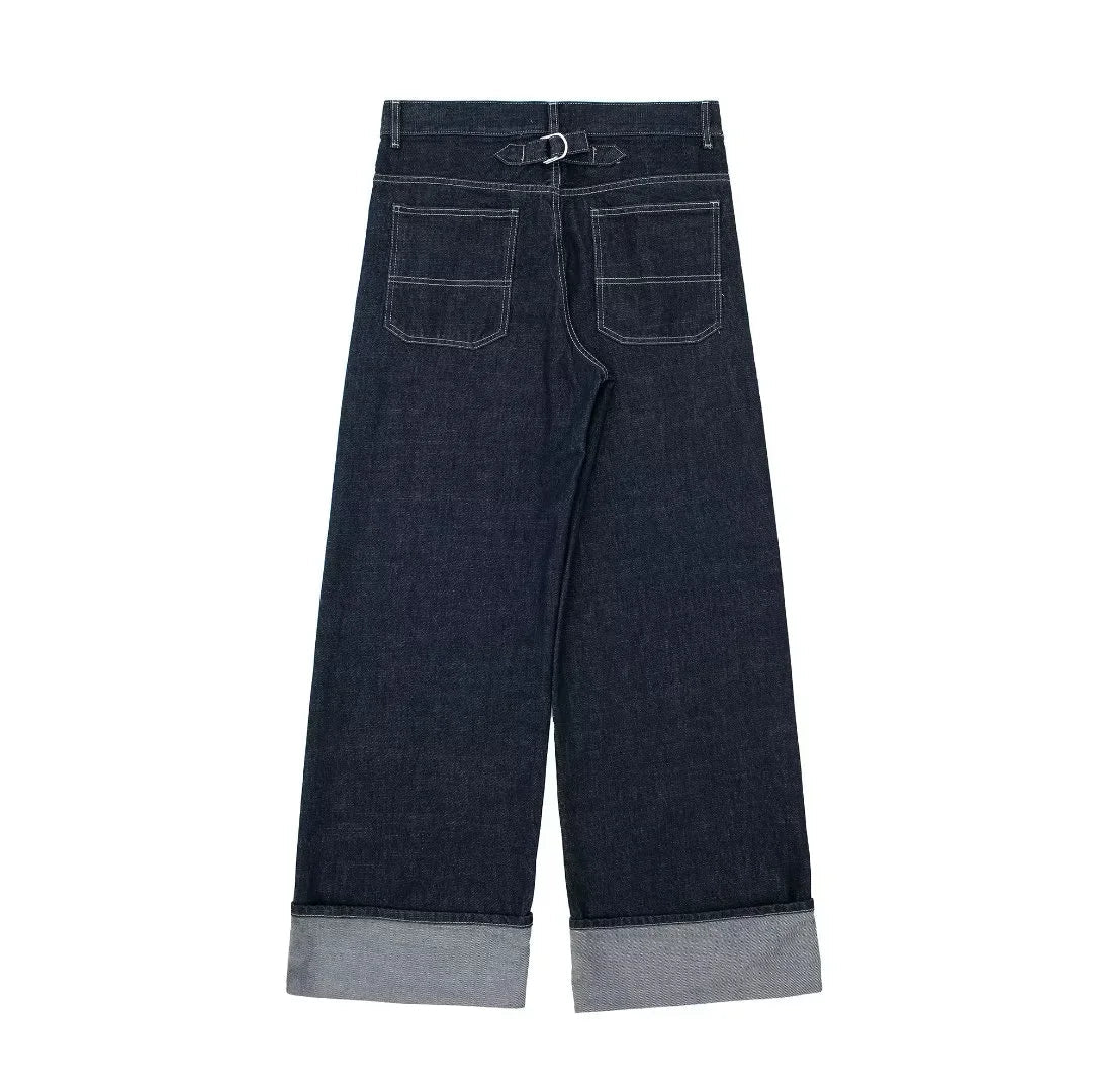 Hermine | Jeans en denim taille haute à jambe large
