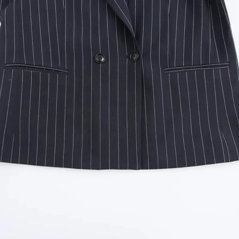 Nathalie | Blazer Croisé à Rayures Classiques
