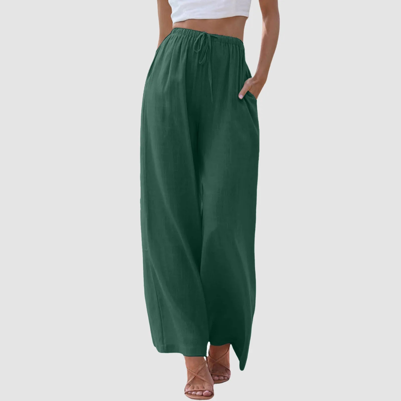 Clémence | Pantalon confort à jambe large et taille haute