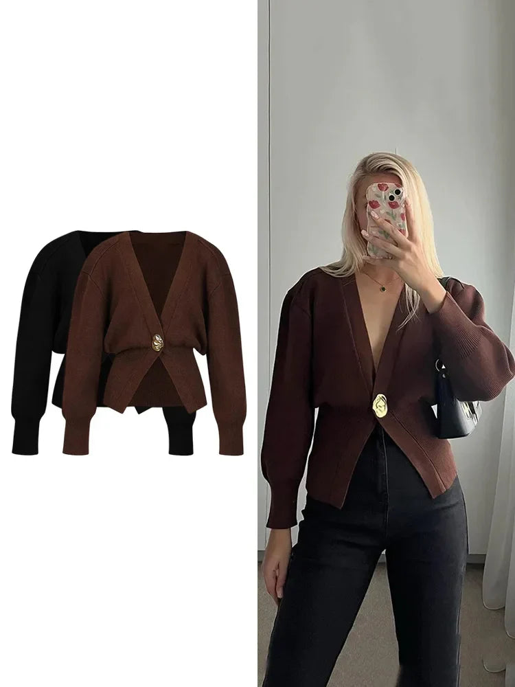Flavie | Cardigan Élégant avec Fermeture à Bouton Doré