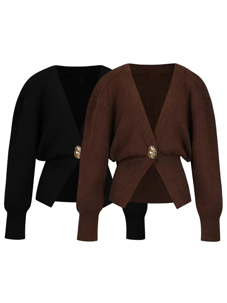 Flavie | Cardigan Élégant avec Fermeture à Bouton Doré