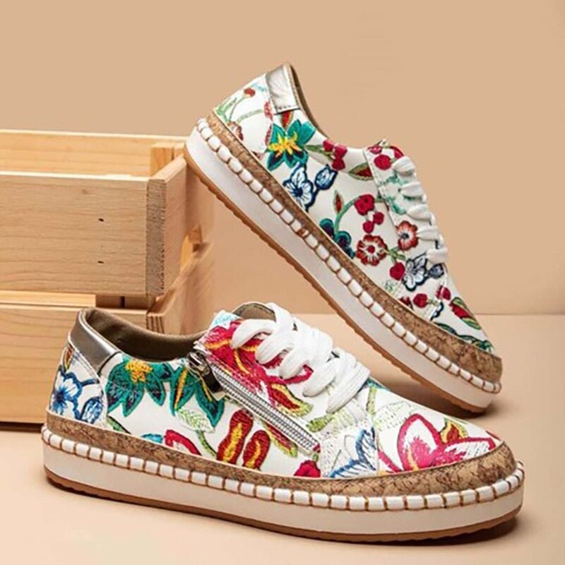 Oluchi™ Baskets Orthopédiques à Fleurs avec Fermeture Éclair