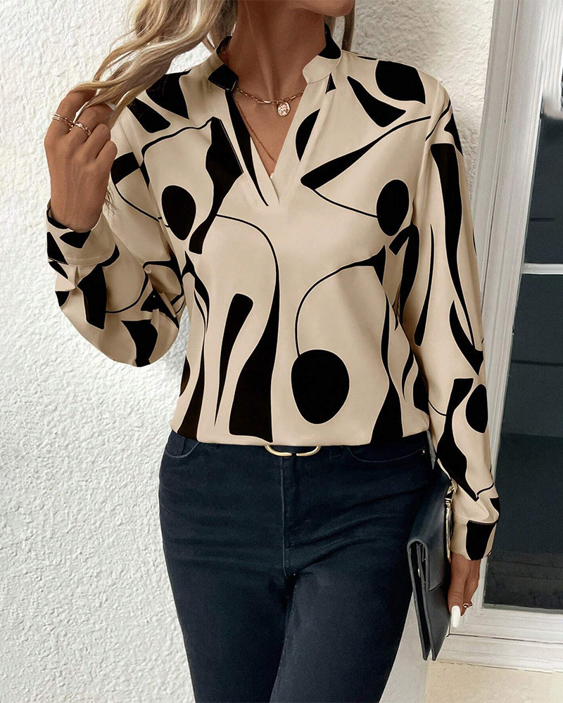 Amandine | Blouse Imprimée Avec Col Haut