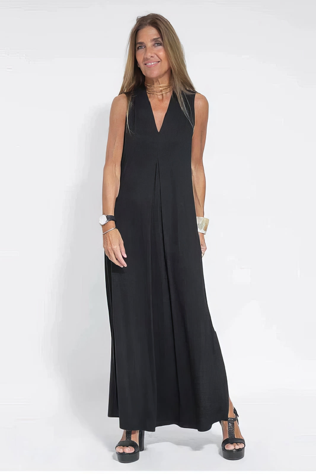 Clémence™ | Robe Élégante Noire Sans Manches