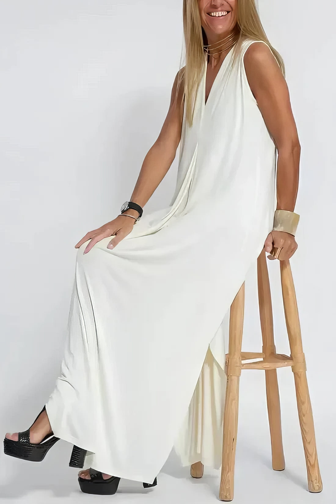 Clémence™ | Robe Élégante Noire Sans Manches