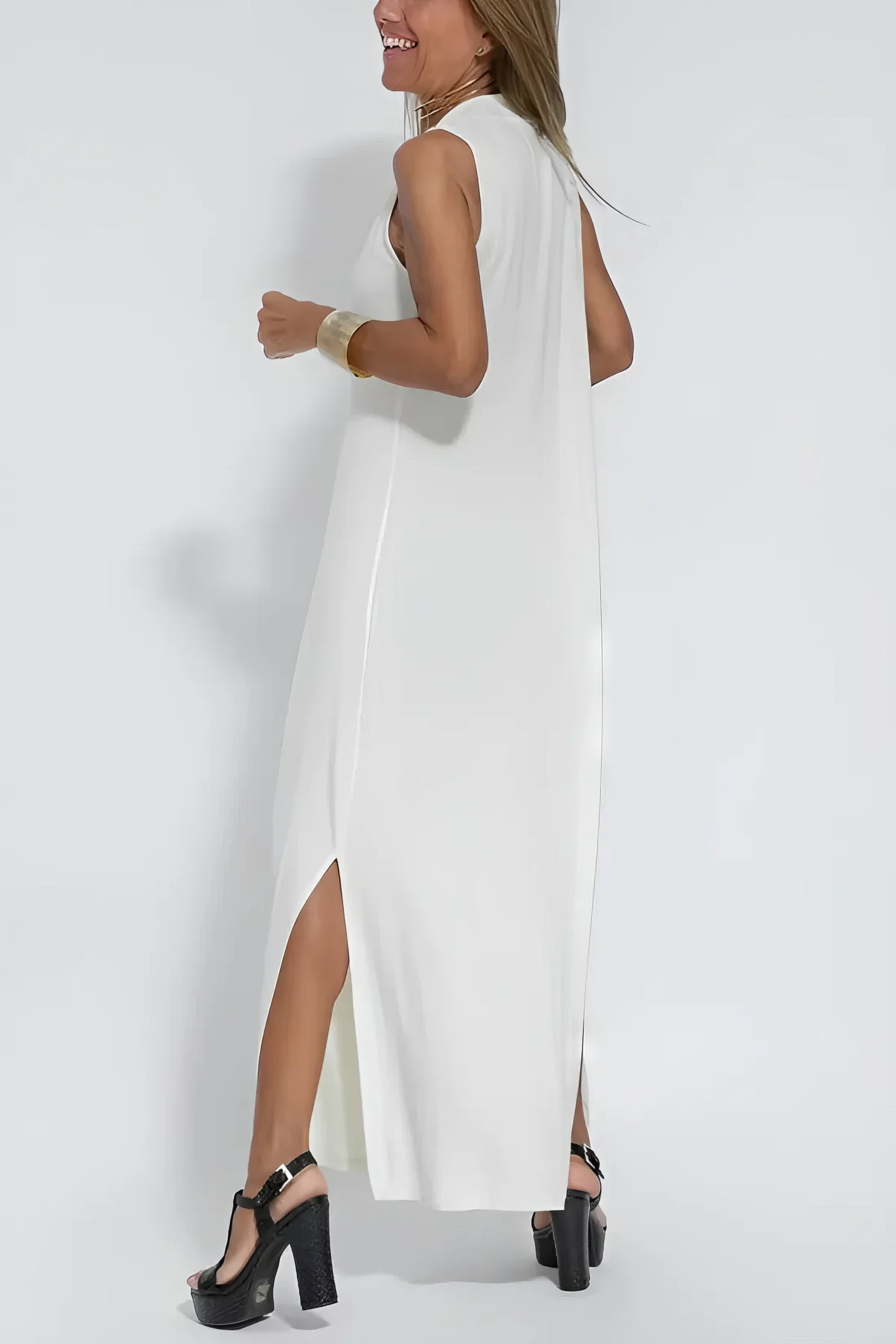 Clémence™ | Robe Élégante Noire Sans Manches