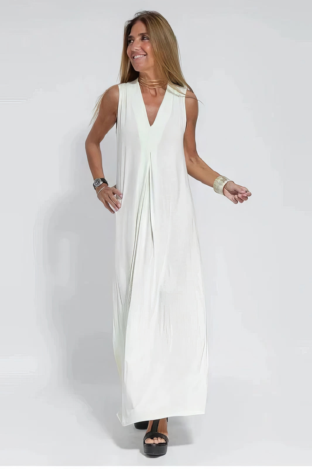 Clémence™ | Robe Élégante Noire Sans Manches